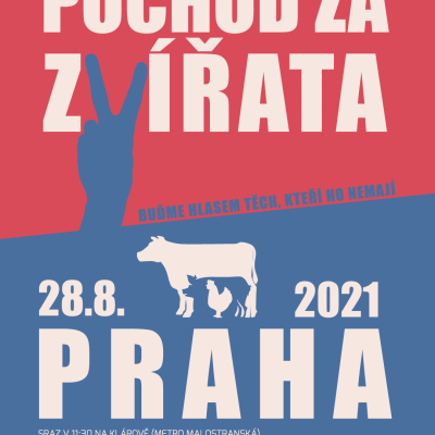 V sobotu 28. srpna 2021 se v Praze opět uskuteční Pochod za zvířata.